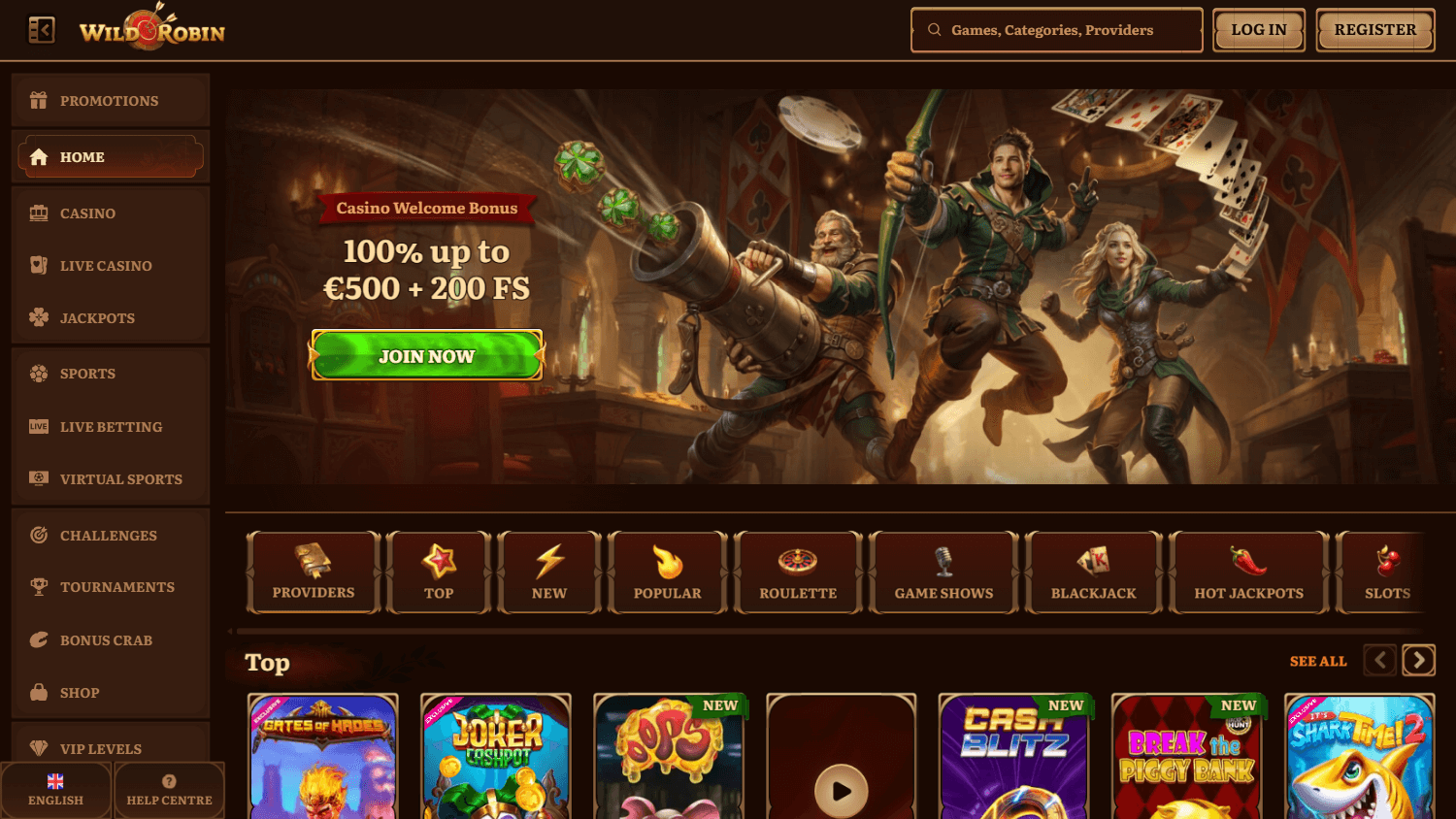 Wild Robin Casino Desktop screenshot